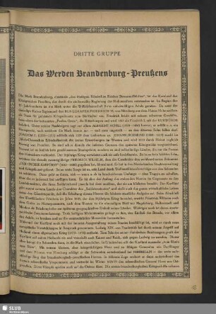 Dritte Gruppe: Das Werden Brandenburg-Preußens