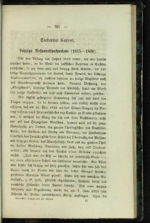 Siebentes Capitel. Leipzigs Restaurationsperiode (1815-1830)
