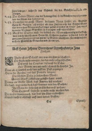 Auff Herrn Johann Borwitzens Appotheckers zu Jena Hochzeit.