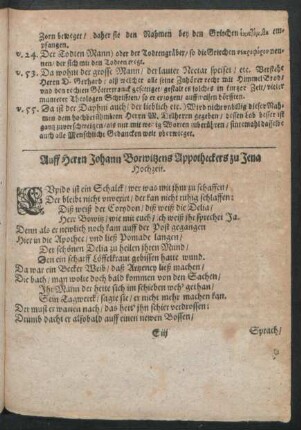 Auff Herrn Johann Borwitzens Appotheckers zu Jena Hochzeit.