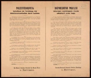 "Polizeiverordnung betreffend die Verhütung von Infektionskrankheiten durch Leichen"