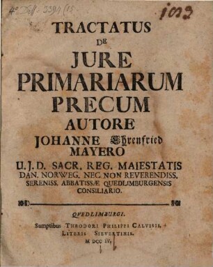 Tractatus De Jure Primariarum Precum