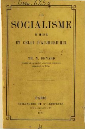 Le socialisme d'hier et celui d'aujourd'hui