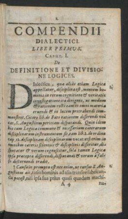 Compendii Dialectici. Liber Primus.
