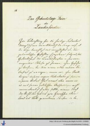 Zur Geburtstags-Feier des Landesfürsten.
