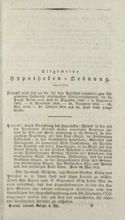 Allgemeine Hypotheken-Ordnung.