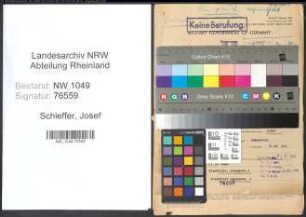 Entnazifizierung Josef Schieffer , geb. 01.08.1906 (Angestellter)