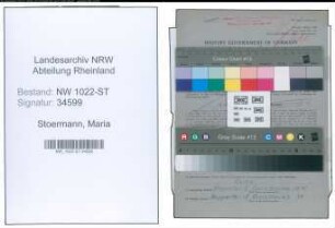 Entnazifizierung Maria Stoermann , geb. 21.09.1903 (Kontoristin)