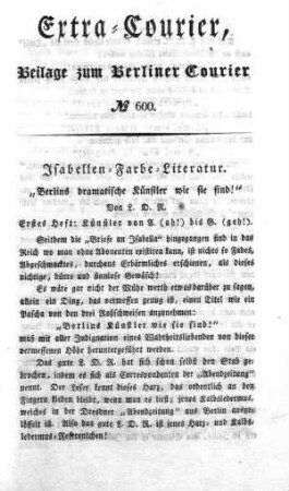 Extra-Courier, Beilage zum Berliner Courier No. 600