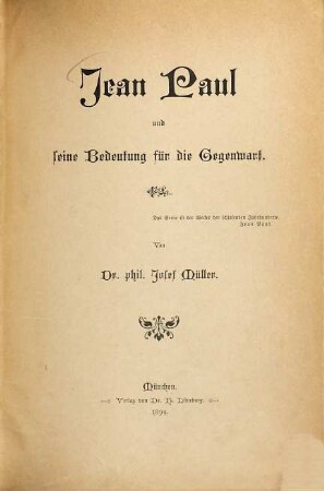 Jean Paul und seine Bedeutung für die Gegenwart