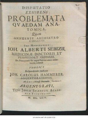 Disputatio Exhibens Problemata Quaedam Anatomica
