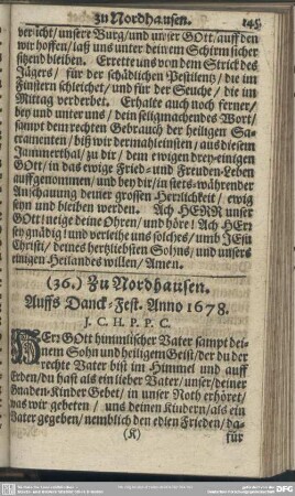 (36.) Zu Nordhausen. Auffs Danck-Fest. Anno 1678