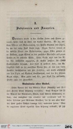 I. Babylonien und Assyrien