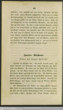 Zweiter Abschnitt. Geburt und Jugend Heinrichs