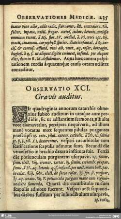 Observatio XCI. Gravis auditus