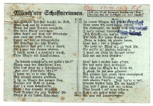 Postkarten mit Liedertexten: Münch'ner Schaffnerinnen (mit Zensurvermerk 27.10.1916)