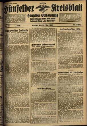 Erste Ausgabe vom Montag, den 25. Mai 1936.