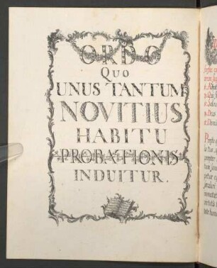 Ordo Quo Unus Tantum Novitius Habitu Probationis Induitur.