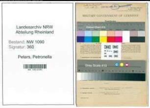 Entnazifizierung Petronella Peters , geb. 01.10.1916 (Dolmetscherin)