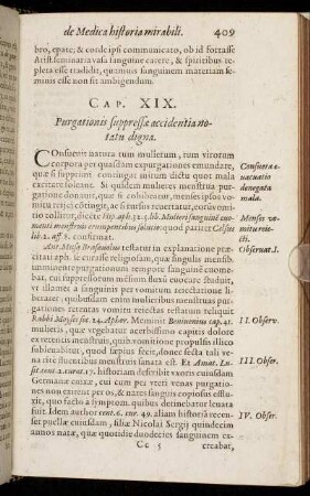 Cap. XIX. Purgationis suppressae accidentia notatu digna.