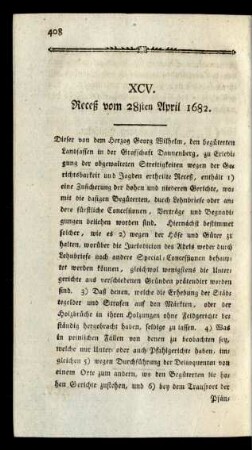 XCV. Receß vom 28sten April 1682.