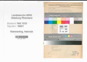 Entnazifizierung Heinrich Kemmerling , geb. ()