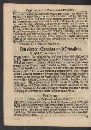 Am vierdten Sonntag nach Pfingsten / Epistel Rom. am 8. Cap. v. 18.