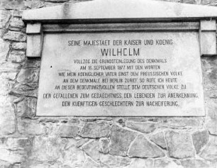 Niederwalddenkmal, Inschrifttafel