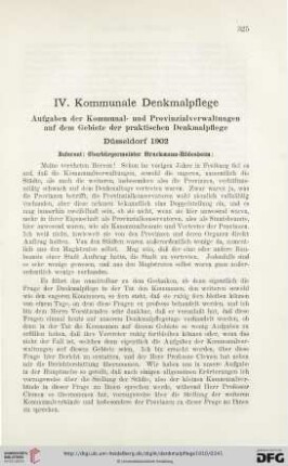 IV. Kommunale Denkmalpflege