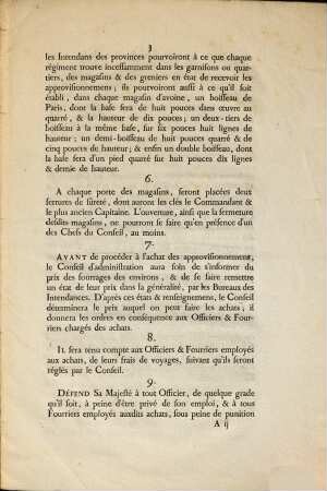 Ordonnance du roi, concernant l'administration de la fourrages pour les chevaux de la cavalerie, dragons & hussards : Du 31 Mai 1776