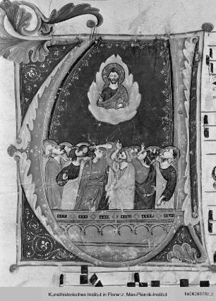 Graduale : Historisierte Initiale U: Himmelfahrt Christi