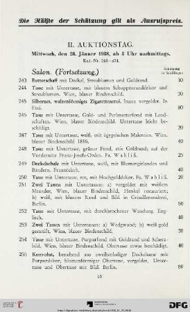 Auktionstag: Mittwoch, den 26. Jänner 1938, ab 3 Uhr nachmittags (Nr. 243-474)