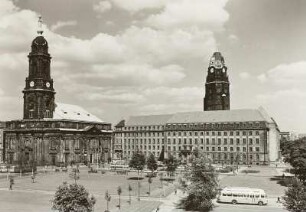 Dresden. Kreuzkirche und Rathaus von Südwesten