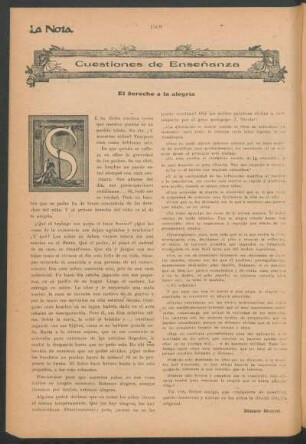 Cuestiones de enseñanza : El derecho a la alegría