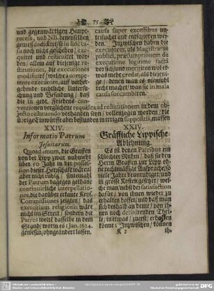 XXIV. Informatio Patrum Jesuitarum - XXIV. Gräffliche Lippische Ablehnung