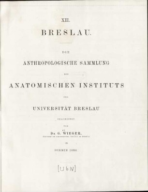 Die anthropologische Sammlung des Anatomischen Instituts der Universität Breslau