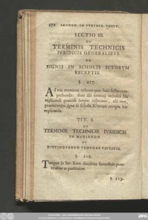 Sectio III. De Terminis Technicis Iuridicis Generalibus Et Signis In Scholis Ictorum Receptis.
