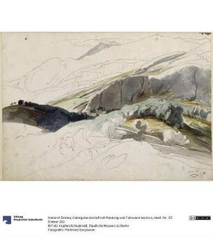 Gebirgslandschaft mit Waldung und Felswand bei Arco
