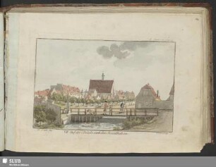 I. Suite von Leipzig. VII. Auf der Brücke nach dem Rosenthale zu / ed. Geisler jun. Weise sculp.