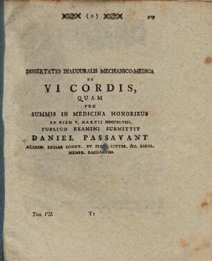 Diss. inaug. mechanico-medica de vi cordis : [1748]