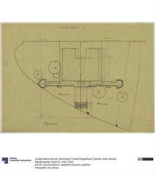 Darmstadt, Projekt Doppelhaus Cabinet, erste Version, Situationsplan