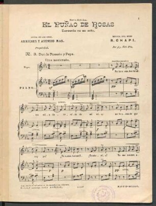 N°. 3. Dúo de Rosario y Pepe : [Extracto para piano y vocales]