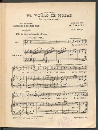 N°. 3. Dúo de Rosario y Pepe : [Extracto para piano y vocales]