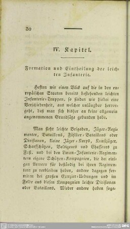 IV. Kapitel. Formation und Eintheilung der leichten Infanterie