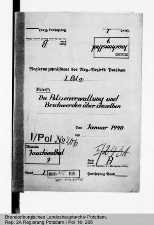 Polizeiverwaltung und Beschwerden über sie in Joachimsthal