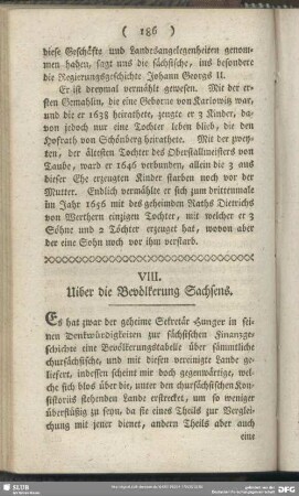 VIII. Uiber die Bevölkerung Sachsens