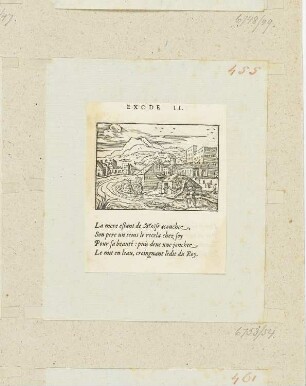 Aussetzung Moses' im Schilf, aus: Claude Paradin, "Quadrins historiques de la Bible", Lyon 1558