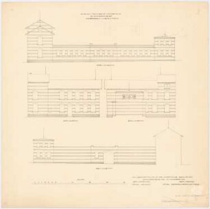 Technische Hochschule Berlin Wasserbau-Laboratorium: Westansicht, Nordansicht, Südansicht, Ostansicht 1:100