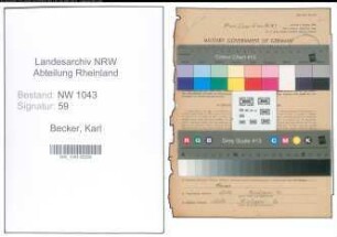 Entnazifizierung Karl Becker , geb. 05.11.1892 (Vertreter)