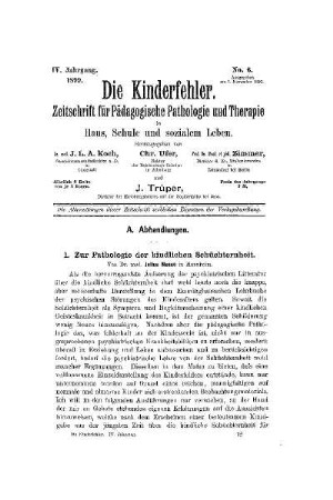 Zur Pathologie der kindlichen Schüchternheit
